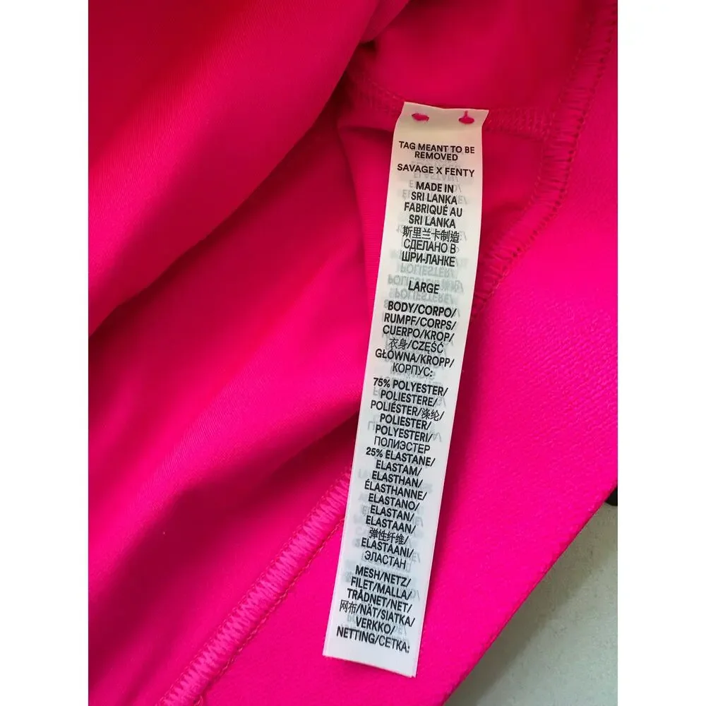 Savage X Fenty Womens Lineup Low Impact Sports Bra Hot Pink Size Large Racerback